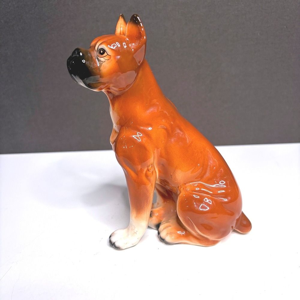 Vintage Boxer Dog Coin Bank Figurine 7.5" Enesco Japan MCM Puppy Canine Animal